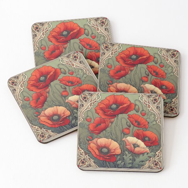 Item preview, Poppies - Poppies in Art Nouveau designed and sold by Art-Nouveau-Dsg.