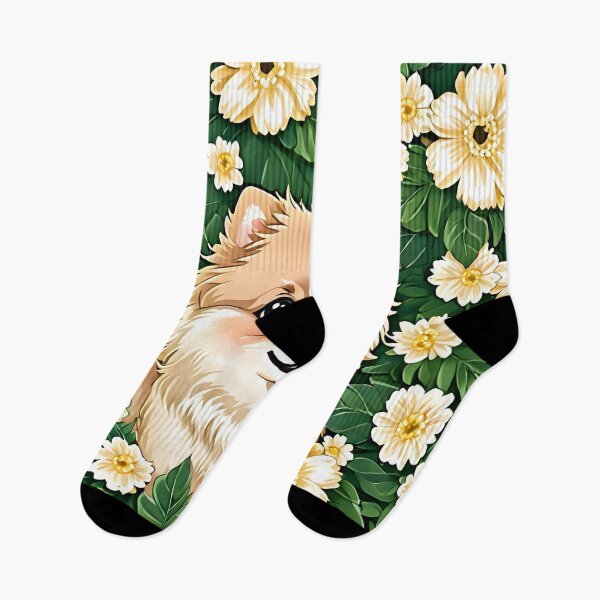 Item preview, Happy Pomeranian and flowers designed and sold by Nolan6.