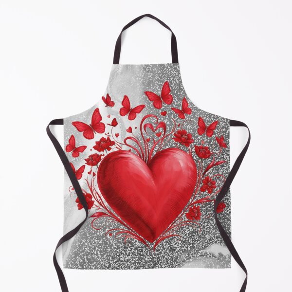Item preview, Valentine Red Heart Flowers Butterflies Red Floral Silver Shimmer designed and sold by colorleafz.
