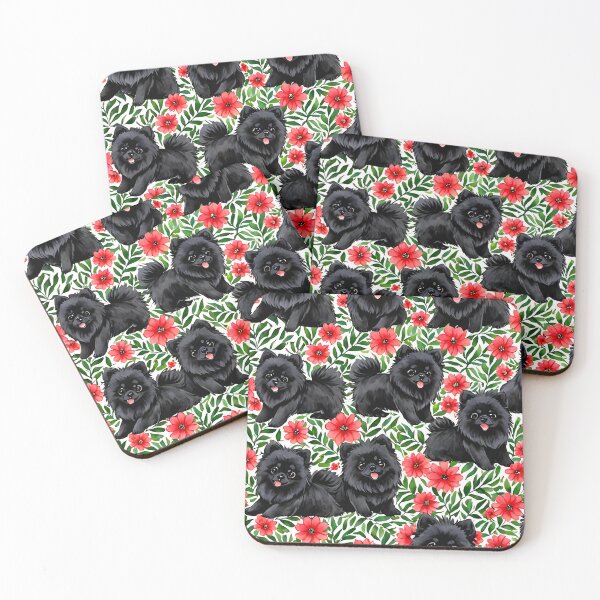 Item preview, Black Pomeranian dog and flowers designed and sold by Nolan6.