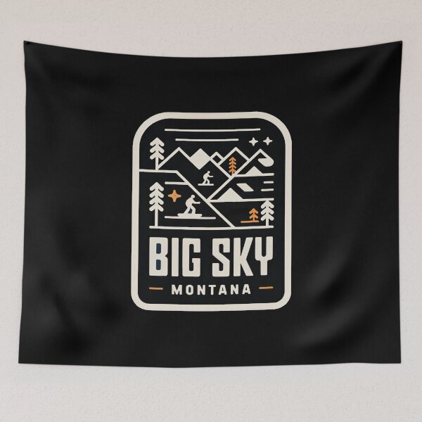 Item preview, Minimalist travel poster Big Sky Montana – vintage retro design for ski and nature fans designed and sold by pod24.