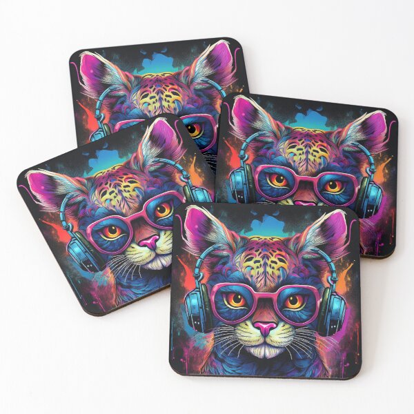 Item preview, Graffiti Ocelot in Headphones and Shades designed and sold by Boxing Kangaroo Retail Company.