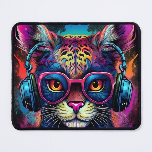 Item preview, Graffiti Ocelot in Headphones and Shades designed and sold by Boxing Kangaroo Retail Company.