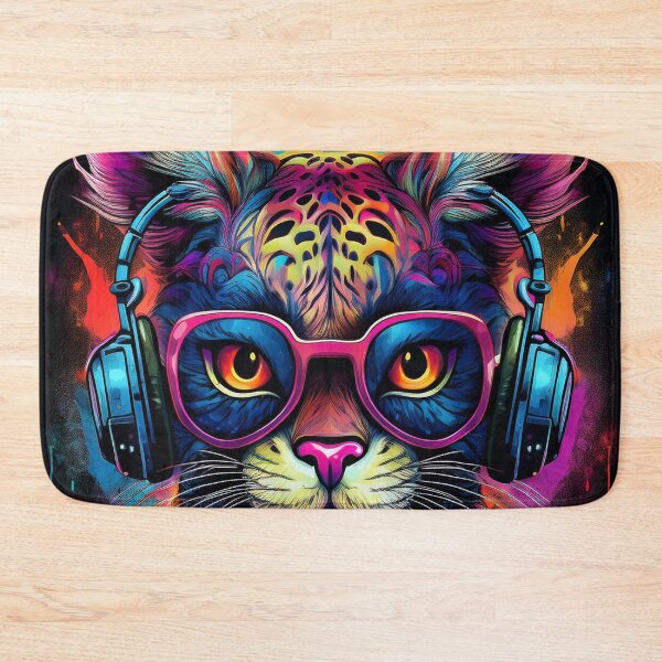 Item preview, Graffiti Ocelot in Headphones and Shades designed and sold by Boxing Kangaroo Retail Company.