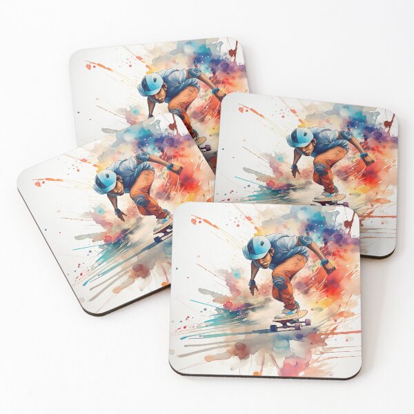 Item preview, A skater glides through an explosion of colorful, abstract paint splashes designed and sold by homydesign.