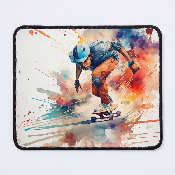 Item preview, A skater glides through an explosion of colorful, abstract paint splashes designed and sold by homydesign.