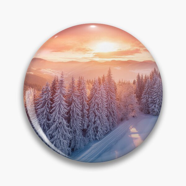 Item preview, A serene winter landscape at sunset, with snow-covered trees designed and sold by homydesign.