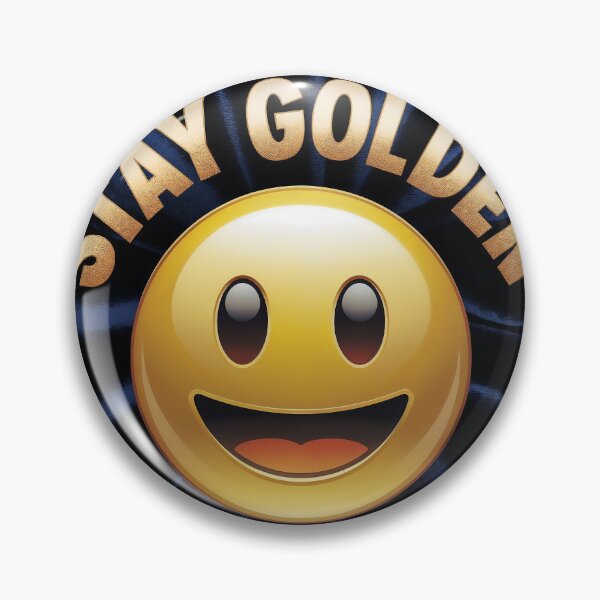 Item preview, Golden Smiley Face with 'STAY GOLDEN' Text on Dark Background designed and sold by Creative88Art.