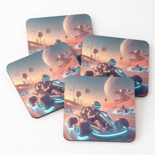Item preview, A futuristic cityscape features racers on hover karts beneath a large moon designed and sold by homydesign.