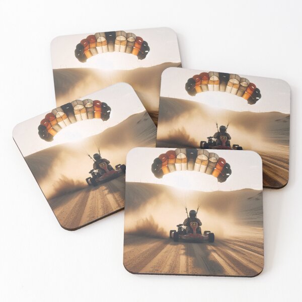 Item preview, Parachute-powered kart races across desert dunes at sunset designed and sold by homydesign.