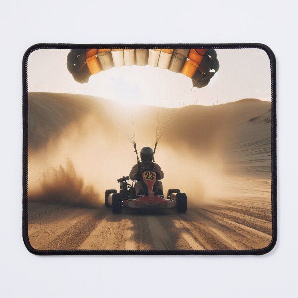 Item preview, Parachute-powered kart races across desert dunes at sunset designed and sold by homydesign.