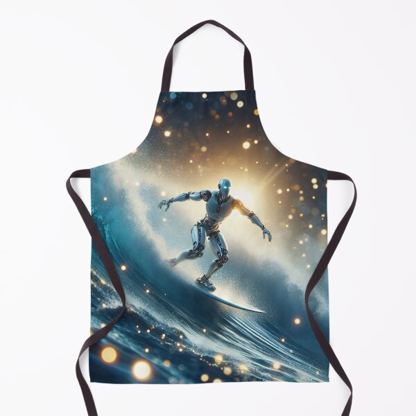 Item preview, Robot surfs dynamic waves under a vivid sky, showcasing the harmony of technology and nature designed and sold by homydesign.
