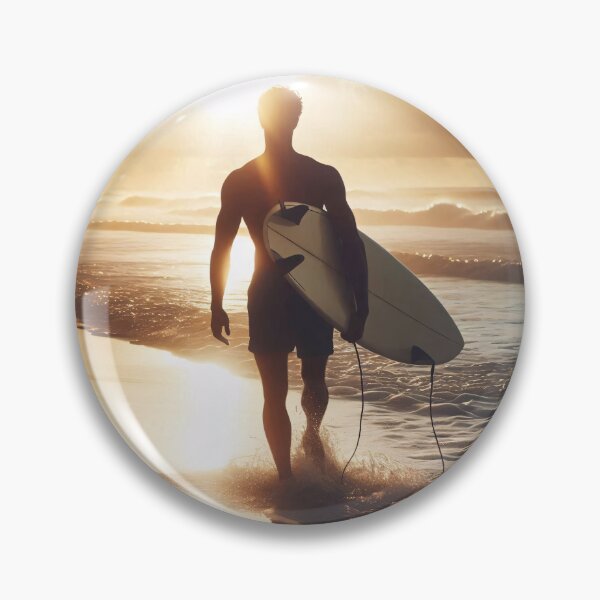 Item preview, Silhouette of a surfer holding a board on a beach at golden sunset, waves lapping at feet, dramatic clouds in the background designed and sold by homydesign.