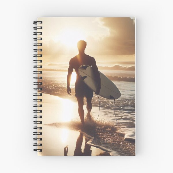 Item preview, Silueta de un surfista sosteniendo una tabla en una playa al atardecer dorado, olas lamiendo mis pies, nubes dramáticas en el fondo designed and sold by homydesign.