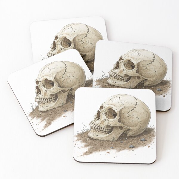 Item preview, Illustration of Weathered Human Skull Partially Buried in Ground designed and sold by Creative88Art.