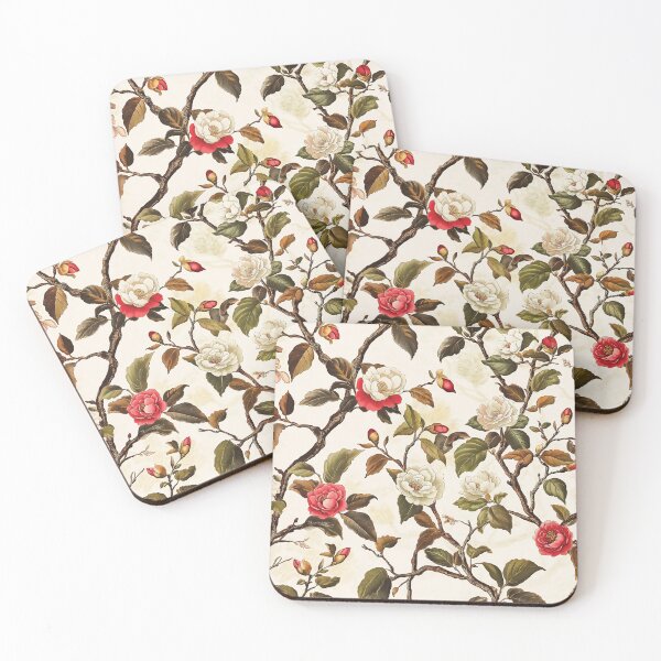 Item preview, A design of lush branches adorned with softly painted blossoms in both red and white hues. designed and sold by HEMRO.