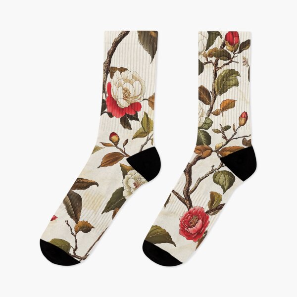 Item preview, A design of lush branches adorned with softly painted blossoms in both red and white hues. designed and sold by HEMRO.