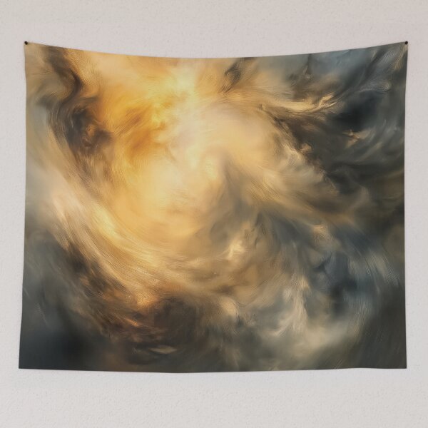 Item preview, A swirling convergence design of light and shadow, with golden hues radiating like a hidden cosmic flame.  designed and sold by HEMRO.