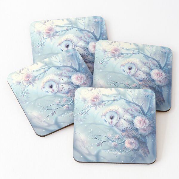 Aperçu de l'œuvre Chouette parmi les fleurs. Couleurs pastel. Motif floral. créée et vendue par MagelliShop.