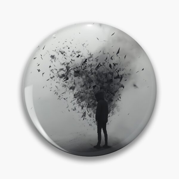 Item preview, A design of a lone figure in a stark, grayscale setting, with dark fragments swirling around. designed and sold by HEMRO.
