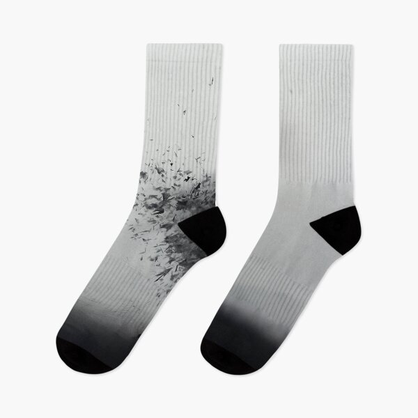 Item preview, A design of a lone figure in a stark, grayscale setting, with dark fragments swirling around. designed and sold by HEMRO.