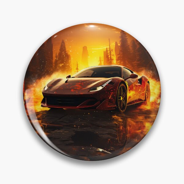 Item preview, Blazing Supercar In Fiery Sunset Landscape designed and sold by RevUpDesign.
