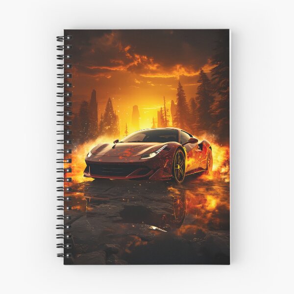 Item preview, Blazing Supercar In Fiery Sunset Landscape designed and sold by RevUpDesign.