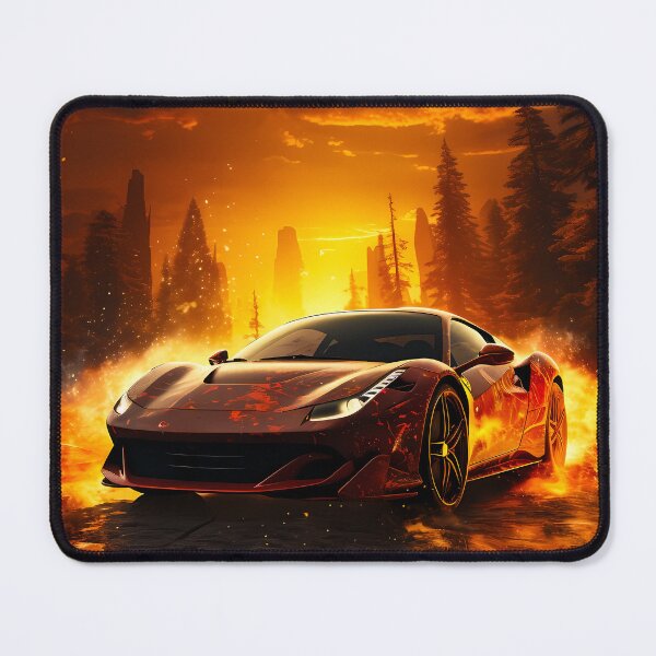 Item preview, Blazing Supercar In Fiery Sunset Landscape designed and sold by RevUpDesign.