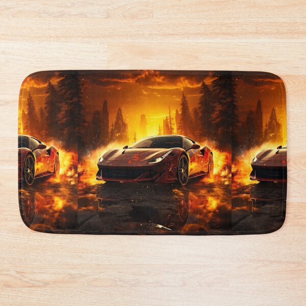 Item preview, Blazing Supercar In Fiery Sunset Landscape designed and sold by RevUpDesign.