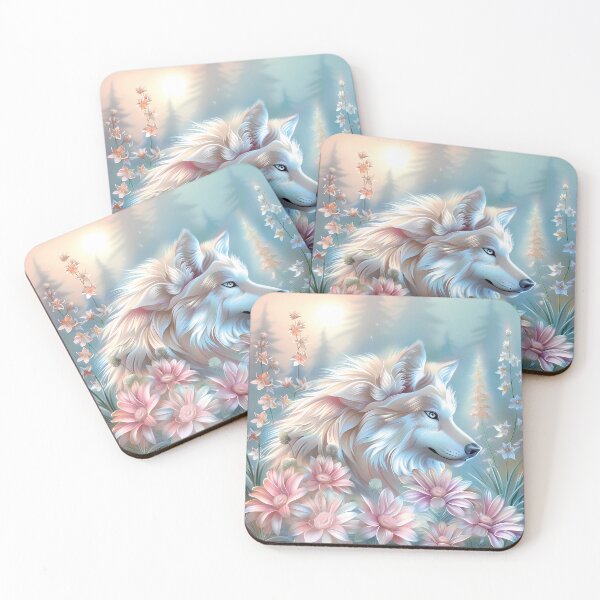 Item preview, Wolf among flowers.Pastel colors.Floral pattern. designed and sold by MagelliShop.