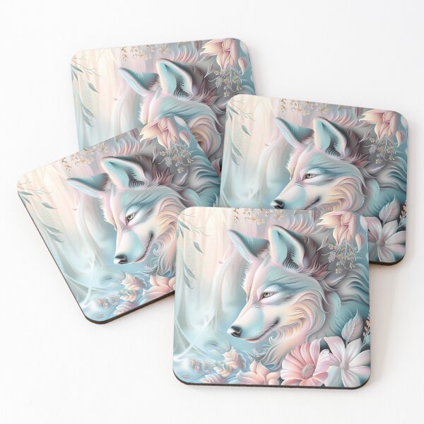 Item preview, Wolf among flowers.Pastel colors.Floral pattern. designed and sold by MagelliShop.