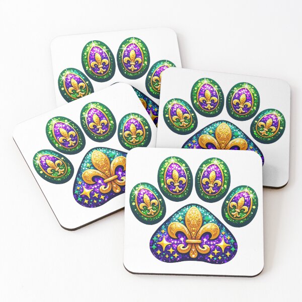 Item preview, Mardi Gras Paw Print Design with Fleur-de-Lis designed and sold by BlankCanvasHaHa.