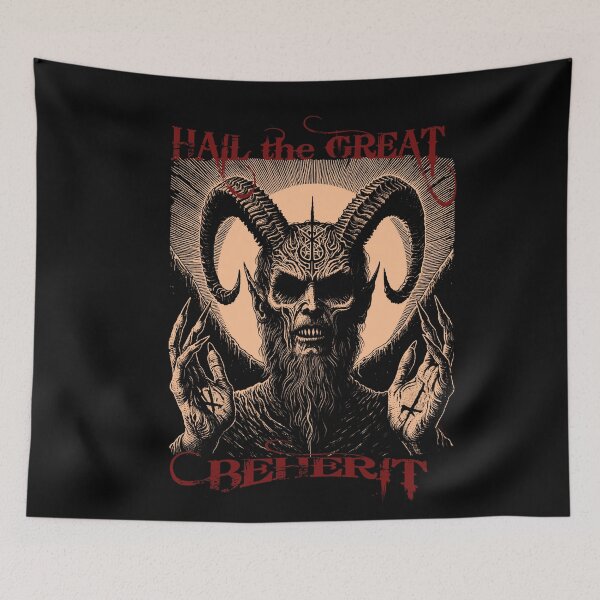 Item preview, Horror occult Satan devil inspired black death doom metal Anton LaVey classic T-Shirt designed and sold by blackdoggdesign.