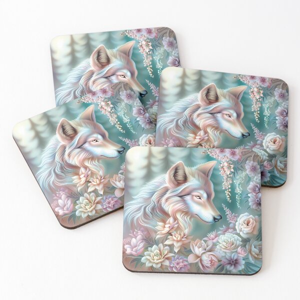 Item preview, Wolf among flowers.Pastel colors.Floral pattern. designed and sold by MagelliShop.
