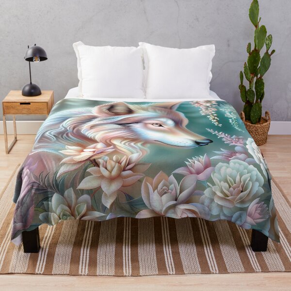 Item preview, Wolf among flowers.Pastel colors.Floral pattern. designed and sold by MagelliShop.