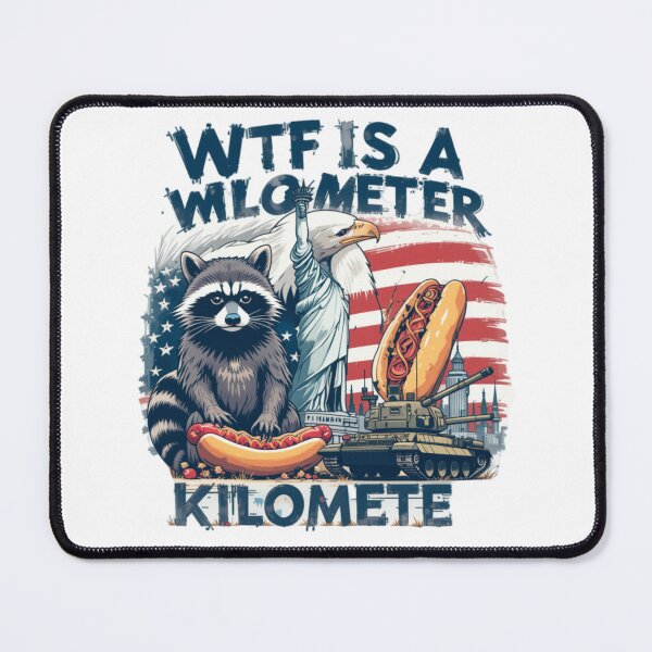 Item preview, WTF is a Kilometer? - American humor t-shirt, Statue of Liberty, Hot Dog, Tank, American Flag, Imperial System designed and sold by PrintFusion57.