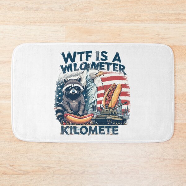 Item preview, WTF is a Kilometer? - American humor t-shirt, Statue of Liberty, Hot Dog, Tank, American Flag, Imperial System designed and sold by PrintFusion57.
