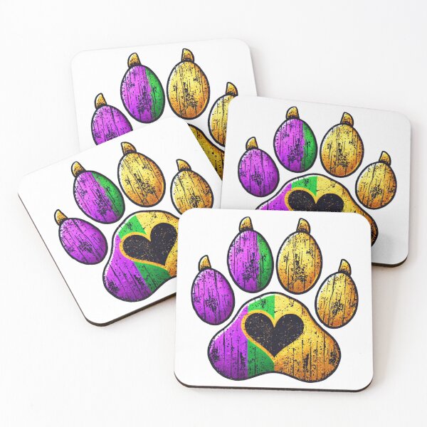 Item preview, Distressed Mardi Gras Paw Print Design with Heart Accent designed and sold by BlankCanvasHaHa.