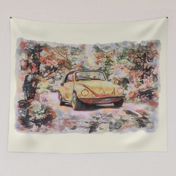 Item preview, Vintage yellow car travels in the forest designed and sold by Ermes.S.