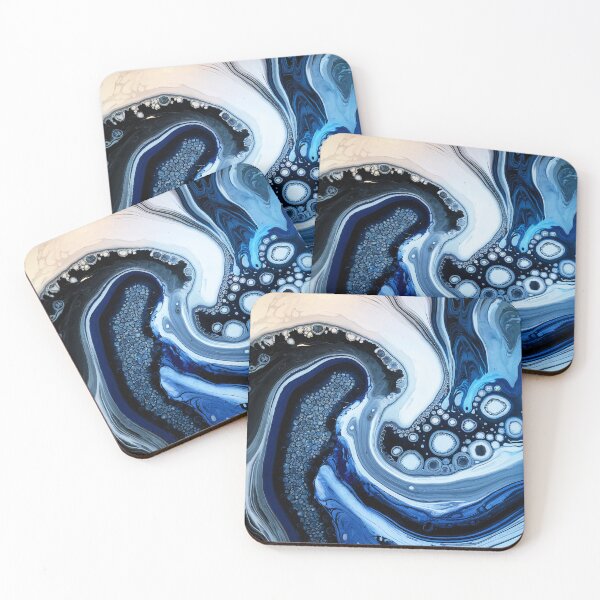 Item preview, Blue navy Marbled abstract, alcool ink, patterns that mimic the fluidity of water or the veining found in natural stone like marble or agate designed and sold by Collagedream.