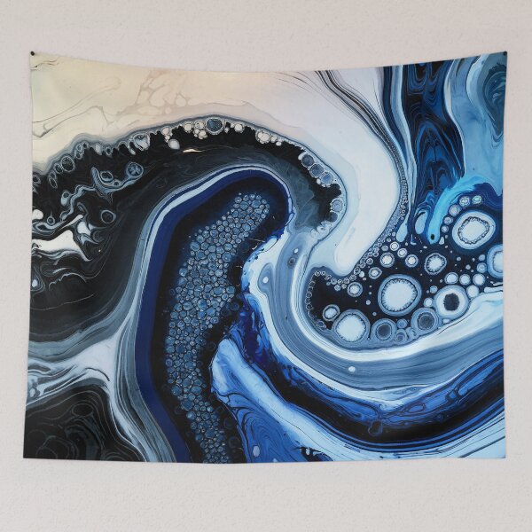 Item preview, Blue navy Marbled abstract, alcool ink, patterns that mimic the fluidity of water or the veining found in natural stone like marble or agate designed and sold by Collagedream.