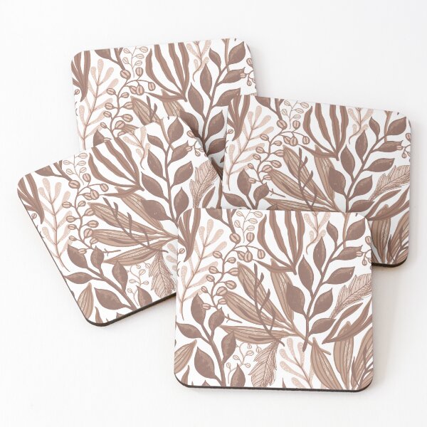 Item preview, Pantone Mocha Mousse Leaf Pattern designed and sold by humnoo.