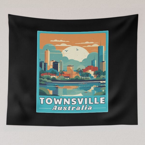 Item preview, Townsville in Queensland Australia Retro Travel Art Skyline designed and sold by MaateoDesign.