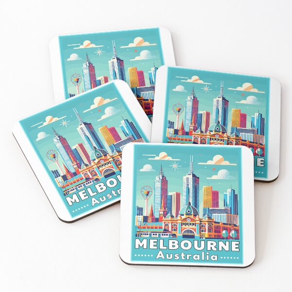 Item preview, Melbourne en Victoria Australia Arte retro Viajes Skyline designed and sold by MaateoDesign.