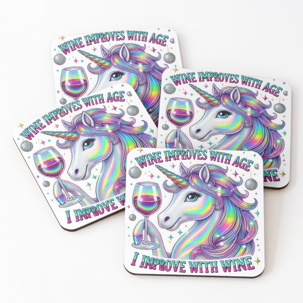 Item preview, Wine Improves with Age, I Improve with Wine" - Colorful Unicorn Design designed and sold by Colorten.