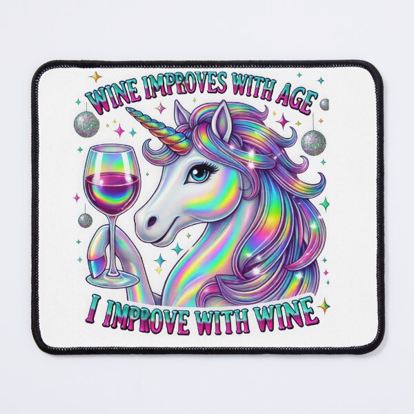 Item preview, Wine Improves with Age, I Improve with Wine" - Colorful Unicorn Design designed and sold by Colorten.