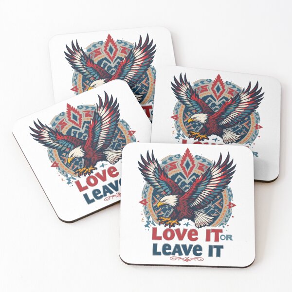 Item preview, Show your pride with this patriotic "America Love It or Leave It" t-shirt! Majestic American eagle and US flag. Perfect gift for patriots. Fast shipping designed and sold by PrintFusion57.