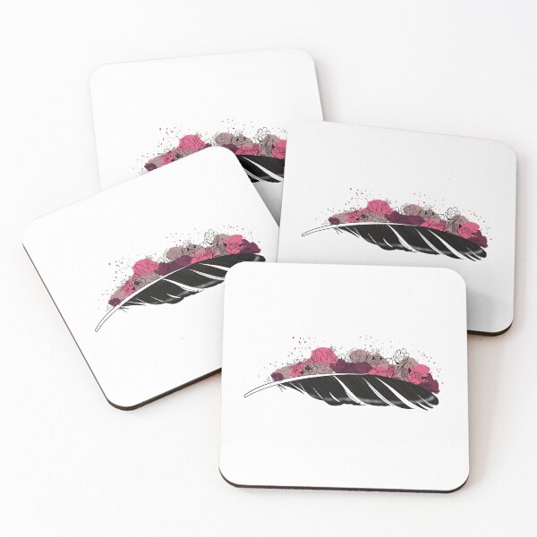 Item preview, Feather and pink flowers designed and sold by Ema-R.