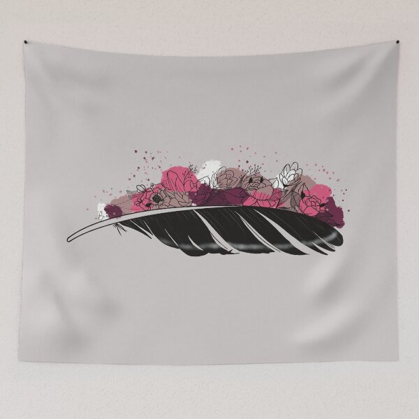 Item preview, Feather and pink flowers designed and sold by Ema-R.