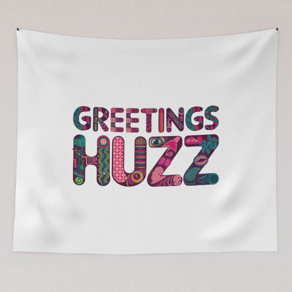 Item preview, Greetings Huzz Funky and Artistic Typography designed and sold by Amanda's Factory.